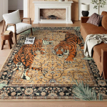 Moynesa Tigro Bohemi&scaron;kas Kilimas Svetainei Retro Tigro Ra&scaron;to Kilimas Leopardiniai Kilimai Valgomajam Vidinis Durų Kilimėlis Virtuvės Zonos Kilimas 120x160cm brown