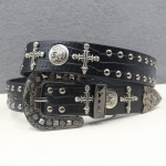 Kryžiuotas Gothic Kniedytas Diržas Metalinis Piramidės Diržas Vyrams ir Moterims Punk Metaliniai Detalės Džinsų Diržai Dizainerio Diržas Moteri&scaron;ki Diržai 115CM black
