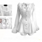 Japoni&scaron;kas Gothic Lolita suknelių komplektas moterims Harajuku Y2k Kaspinas Nėriniai Rauk&scaron;lės Apykaklė Mini Suknelės Moteri&scaron;kos Eleganti&scaron;kos &Scaron;ventinės Mielos Suknelės XS balta