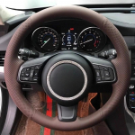 Hand Stitched Dark brown Leather Car Steering Wheel Cover For Jaguar XFL XE XJL F-PACE XKR E-PACE F-Type 1