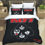 Kiss Roko Grupės Patalynės Komplektai I&scaron;skirtinis Lovos Reikmenų Rinkinys Antklodės Užvalkalas Lovos Antklodės Komplektas Patalynės Rinkinys Mergaitės Gimtadienio Dovana US Full(200*230cm)3pcs