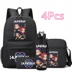 4 vnt./rinkinys Anime Animacinis K-Pop Spausdintas Kuprinė su 750 ml Vandens Buteliuku Paaugliui Studentui Mergaitei Berniukui Kuprinė Vaikui Dovana Didelės Talpos Kelioninė Rankinė