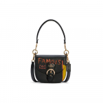 Coach X Jean Michel Basquiat Kleo 17 Grafiti ra&scaron;to odinė balnelio formos rankinė Moteri&scaron;ka peties rankinė Juoda C5663-IMA47 Basic Set (Bag+Dust Bag)