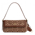 Rankinė per petį Coach Etta 25 Classic Monogram audinio Vidutinio dydžio moteri&scaron;ka rankinė &Scaron;viesiai chaki spalvos Vintažinės rudos spalvos CCV65-IMYN0 Basic Set (Bag+Dust Bag)