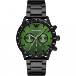 Emporio Armani Mario Žalias Juodas Metalinis Vyri&scaron;kas Kvarcinis Chronografas Laikrodis AR11472 žalia