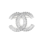 Chanel Klasikinis Dvigubas C Mados Atsitiktinis Lydinio Sagtukas Moteri&scaron;ki Aksesuarai Sidabrinis A63085-Y02003-Z3502 Box+Padding Board