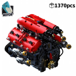 1370 vnt. V8 Turbo variklio konstravimo kaladėlių modelis, motorizuotas mechaninis rinkinys, kūrybi&scaron;ka 3D darbalaukio puo&scaron;mena, dovana suaugusiems ir vaikams