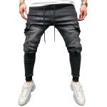Vyri&scaron;kos &bdquo;Skinny Cargo Joggers&ldquo; džinsinės kelnės Vyri&scaron;kos &bdquo;Slim Fit&ldquo; džinsinės vasarinės kelnės L juoda