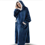 150/180cm Super ilgas flanelinis pledas pižama su rankovėmis Žieminiai gobtuvai Mar&scaron;kinėliai Moterys Vyrai Megztinis Fleece Milžini&scaron;kas Per didelis 180cm mėlyna