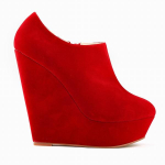 Moterų Floko Odos Ankle Boots 14cm Super Auk&scaron;takulniai Batai Platforma Užtrauktukas Trumpas Aulas 42 raudona