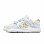 Nike Dunk Fortune Love, Footprint Innovation Odiniai Atsparūs Įbrėžimams Žemi Kateboardo Batai Unisex Balti Mėlyni Auksiniai DD1503-103(Team726-) 37.5