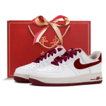 Nike Air Force 1 Slip Resistant Slip Resistant Low top Skateboard Shoes Women's White Red FQ7626-100(Team-S-BOX)-Random packaging bags 39 brown