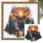 Gyvūnų ra&scaron;tais margintas kryželiu siuvinėjimo rinkinys 40x40cm DIY 11CT siuvinėjimo rankdarbių rinkinys namų dekorui elnias