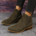Moteri&scaron;ki natūralios zom&scaron;os elastingi žemakulniai batai Rudens ir žiemos ankle boots kvadratiniu pir&scaron;tu atviru kulnu atvirais pir&scaron;tais atsitiktiniai trumpi batai Dydis 36-43 36 žalia