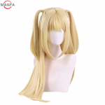 MisaMisa Cosplay Perukas Misa Amane Ilgi &Scaron;viesūs Dvigubi Uodegų Plaukai Kar&scaron;čiui Atsparūs Sintetiniai Plaukai Perukai+ Peruko Kepuraitė beige