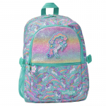 Smiggle didelė mokyklinė kuprinė vaikams, lauko ir laisvalaikio krep&scaron;ys, didelės talpos, atspari vandeniui, lengva, su daug skyrių Green rainbow curly unicorn school bag (42*30cm)