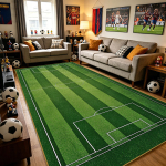 Futbolo Aik&scaron;tės Ilgi Kilimai Pūkuoti Mink&scaron;ti Didelio Plotas Svetainės Dekoro Kilimas Sporto Tema Miegamojo Filmų Peržiūros Kambario Grindų Kilimėlis 1.9x5.2ft(60x160cm)