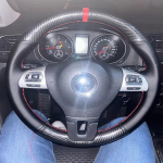 Volkswagen Golf 6 Mk6 Polo Sagitar Bora Santana Jetta Mk6 Odinė Rankomis Siūta Anglies Pluo&scaron;to Vairo Dangtelis style 4 gray