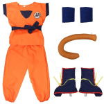 Vaiki&scaron;ki anime Son Goku Cosplay kostiumai Krillin treniruočių drabužiai Superherojų apranga su Super Saiyan peruku Comic Con vakarėlio kostiumas 160cm white