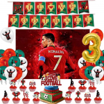 Nauja CR7 Gimtadienio Dekoracija Futbolo Superžvaigždės &Scaron;ventės Reikmenys Futbolo &Scaron;ventės Smulkmenos Staltiesė Lėk&scaron;tė Popierinė Taurė Fonas as the picture showe