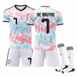 Paaugliams Vaikams Suaugusiems Individualus Pavadinimas Futbolo Aprangos 2026 FIFA Pasaulio Taurė Belgija I&scaron;vykos #7 DE BRUYNE Sportinio Treniruočių Džersio Rinkinys Su Kojinėmis 16 pink