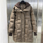 Lagabogy Žieminė Moteri&scaron;ka Ilga Baltoji Pūkų Striukė Moteri&scaron;ka Kasdienė Laisva &Scaron;ilta Pūkinė Parka Megzta Kepurė Nusegamas Pūkinis Paltas XL pilka