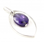 Les Tr&eacute;sors De Lily [H2627] - Pendentif Argent 'Linda' violet argent&eacute; - 35x18 mm