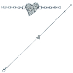 Les Tr&eacute;sors De Lily [I9792] - Bracelet Argent 'Love' blanc argent&eacute; (rhodi&eacute;) - 8x8 mm
