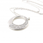 Les Tr&eacute;sors De Lily [J0164] - Collier Argent 'D&eacute;esse' blanc argent&eacute; (rhodi&eacute;) - 20 mm