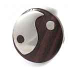 Bague Cr&eacute;ateur 'Yin Yang' bois 56