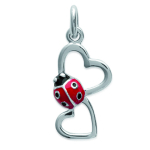 Les Tr&eacute;sors De Lily [L5696] - Pendentif Argent 'Coccinelle' rouge argent&eacute; (rhodi&eacute;) love - 17x10 mm