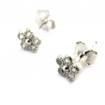 Les Tr&eacute;sors De Lily [M8710] - Boucles Argent 'Flora' blanc argent&eacute; (rhodi&eacute;) - 5 mm sidabras