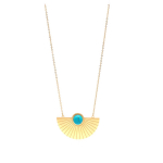 Les Tr&eacute;sors De Lily [Q5024] - Collier sautoir acier 'Cl&eacute;opatra' turquoise dor&eacute; - 85 cm- 45x28 mm