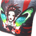 Les Tr&eacute;sors De Lily [K5381] - Coussin d&eacute;co 'Fairy Dreams' rouge noir raudona