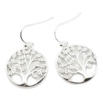 Les Tr&eacute;sors De Lily [R1560] - Boucles Argent 'Arbre de Vie' blanc argent&eacute; (rhodi&eacute;) - 20 mm