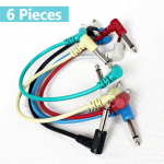Spalvingi gitaros efekto pedalo laidai Instrumentų garso laidai Pataisymo laidas 21 cm ilgis 1/4 colio de&scaron;iniojo kampo TS ki&scaron;tukas 6 vnt / pakuotė Pack of 6 įvairiaspalvis