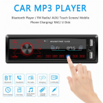 Vienvietis 1 DIN automobilio stereo grotuvas su MP3 grotuvu prietaisų skydelyje, &bdquo;Bluetooth&ldquo; ir &bdquo;Aux-In&ldquo;, radijo galvutės blokas, jutikliniai mygtukai