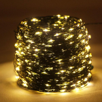 10M/50M/200M LED žalios vielos styginių lemputės Kalėdų pasakų lemputės girlianda su nuotoliniu lauko kalėdinės eglutės dekoro &scaron;viestuvu Naujųjų metų vakarėliui namų terasoje 10M 100LED &scaron;ilta balta spalva