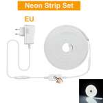 Jutiklinis pritemdymas LED neoninė &scaron;viesa 12V RGB lanksti juostelinė diodinė juosta, atspari vandeniui, skirta miegamojo dekorui Sieninė spintelė virtuvės naktinis ap&scaron;vietimas LED juostelės &scaron;viesa 1M EU Plug balta