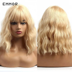 Trumpi blondinai vandens bangos plaukų tipo perukas su kirpčiukais moterims Sintetiniai kar&scaron;čiui atsparūs Bob Daily Cosplay Party HairType Perukai