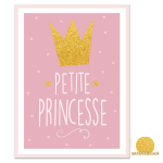 Les Tr&eacute;sors De Lily [A0725] - Toile enfant 'Petite Princesse' rose (couronne) - 40x30 cm ry&scaron;kiai rožinė