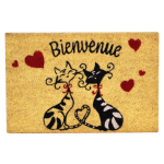 Les Tr&eacute;sors De Lily [A2442] - Paillasson paille 'Chats' noir rouge marron - 60x40 cm