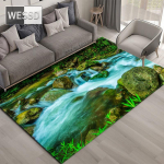 Natūralus peizažas 3D kilimas svetainei Green Forest krioklys kra&scaron;tovaizdžio kilimėlis miegamojo Neslystantis kilimas vonios kambaryje didelis 150x240cm 1pcs