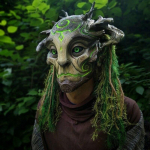 Helovino žalias vyras elfas senukas latekso kaukė Forest Spirit Elf kaukė su lengvu Cosplay galvos apdangalo kostiumų baliaus rekvizitu