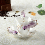 Sveiki, 200 ml Creative Ceramic 3D Goldfish kavos puodelių rinkinys emaliuotas porcelianinis arbatos pieno puodelis Bone China puodeliai violetinė
