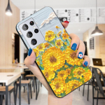 Animacinių filmų tapyba gėlėmis saulėgrąžų mėnulio debesies dizaino telefono dėklas Redmi 10