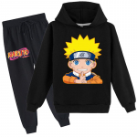 Anime Naruto Hoodies Kasdienis unisex vaiki&scaron;kas sportinis kostiumas vaikams ilgomis rankovėmis animacinis spaudinys su gobtuvu megztinis megztinis kelnės kelnės 170 juoda
