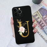 Apple iPhone 13 14 15 Pro Max X XS XR SE telefono dėklo dangtelis skystas mink&scaron;tas matinis silikonas, atsparus smūgiams, gėlių raidės iPhone korpuso buferiui iPhone 13 Pro