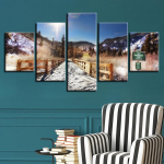 Kra&scaron;tovaizdis dangus debesis žvaigždė kalnas upė kar&scaron;to oro balionas 5 dalių sieniniai paveikslėliai gyvenamajam kambariui spalvota tapyba Menas namų dekoras be rėmelio 20x35cm*2 20x45cm*2 20x55cm*1