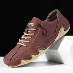 Vyri&scaron;ki skeltos odos laisvalaikio odiniai batai Vyri&scaron;ki skraidyklės Patogūs vairavimo batai Mokasinai Vyri&scaron;ki plok&scaron;čiapadžiai batai 44 raudona